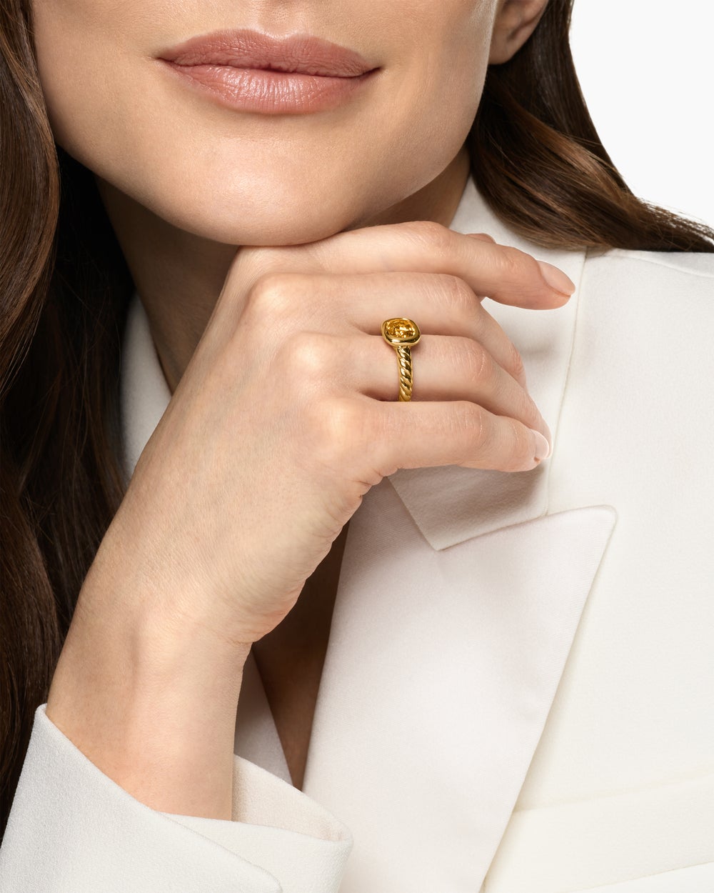 Bague à pierre de couleur DY Mercer en or jaune 18 carats, 7 mm pour femmes