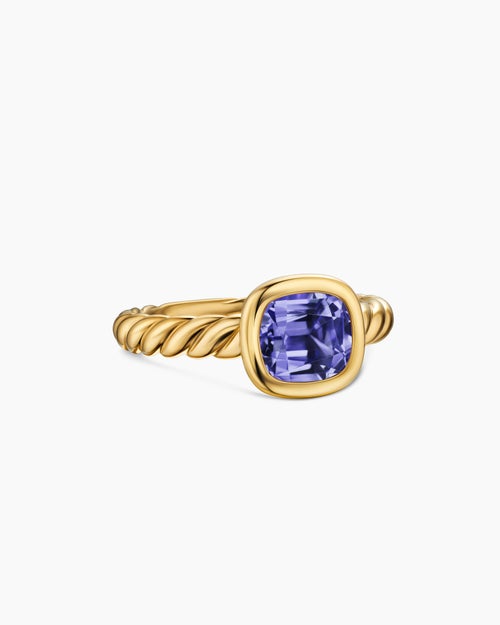 Womens DY Mercer® Color Stone Ring in 18K Yellow Gold with Iolite, 7mm