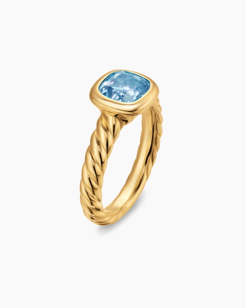 Womens DY Mercer® Color Stone Ring in 18K Yellow Gold with Sky Blue Topaz, 7mm