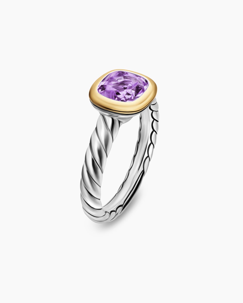 Bague avec pierre de couleur DY Mercer en argent sterling avec or jaune 18 carats, 7 mm femmes