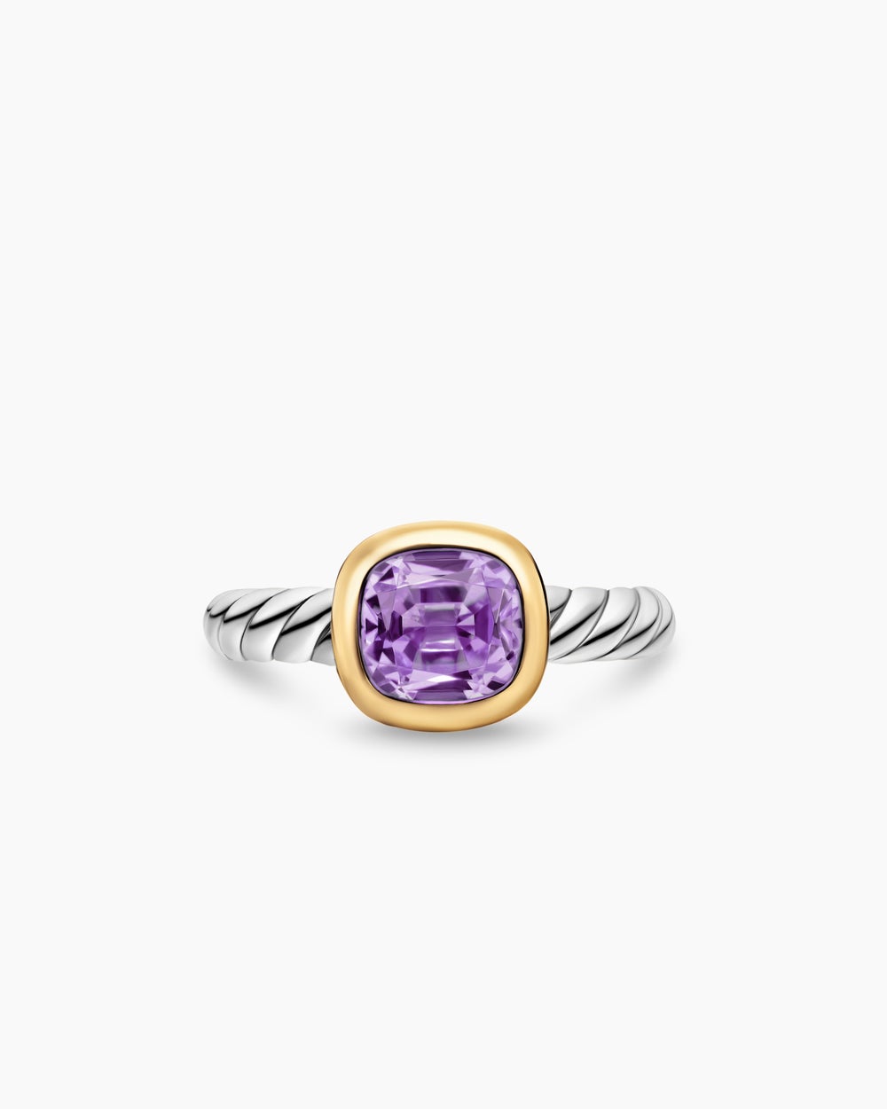 Bague avec pierre de couleur DY Mercer en argent sterling avec or jaune 18 carats, 7 mm femmes