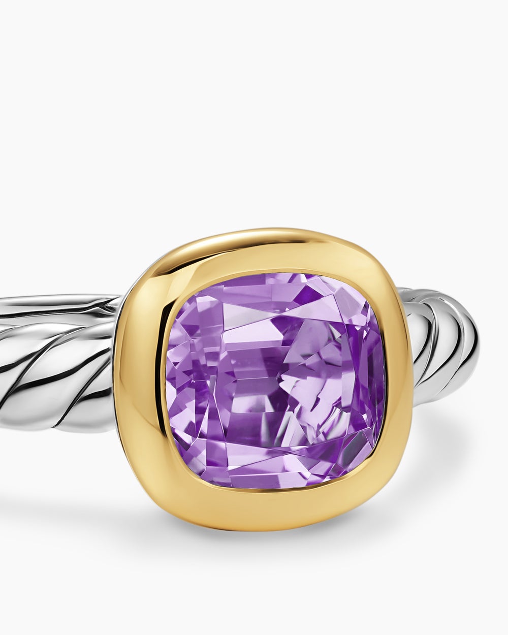 Bague avec pierre de couleur DY Mercer en argent sterling avec or jaune 18 carats, 7 mm femmes