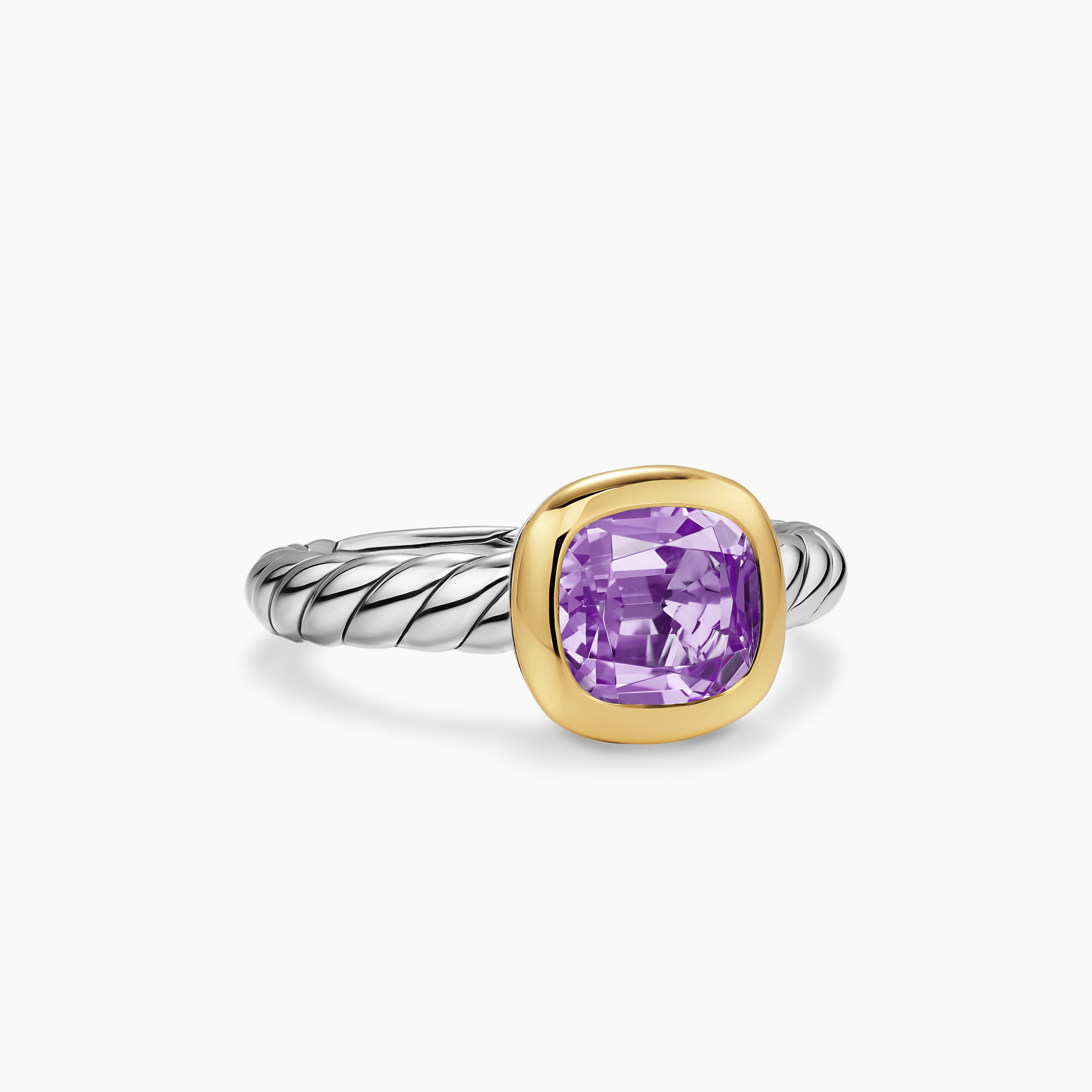 Bague avec pierre de couleur DY Mercer en argent sterling avec or jaune 18 carats, 7 mm femmes 