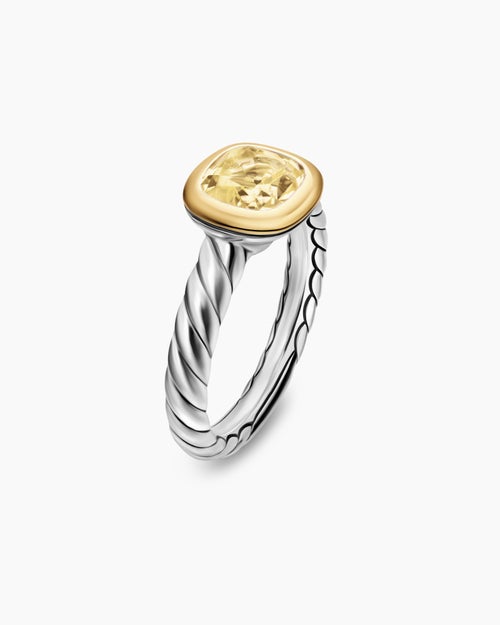 Womens DY Mercer® Color Stone Ring in Sterling Silver with 18K Yellow Gold and Champagne Citrine, 7mm