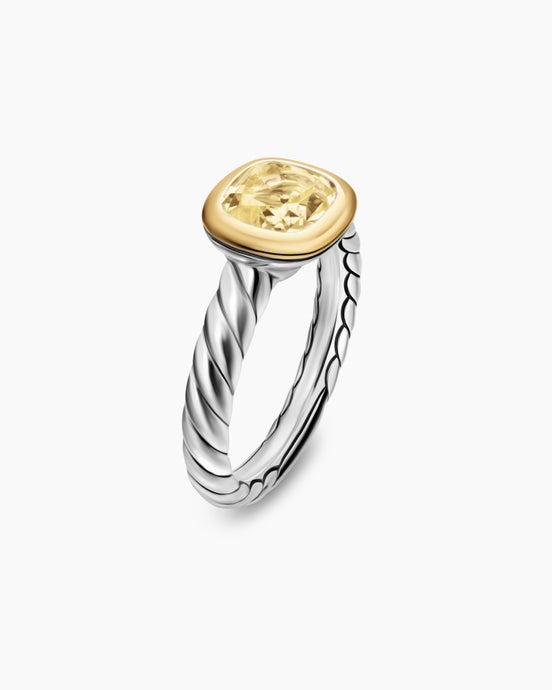 DY Mercer® Color Stone Ring in Sterling Silver with 18K Yellow Gold and Champagne Citrine, 7mm