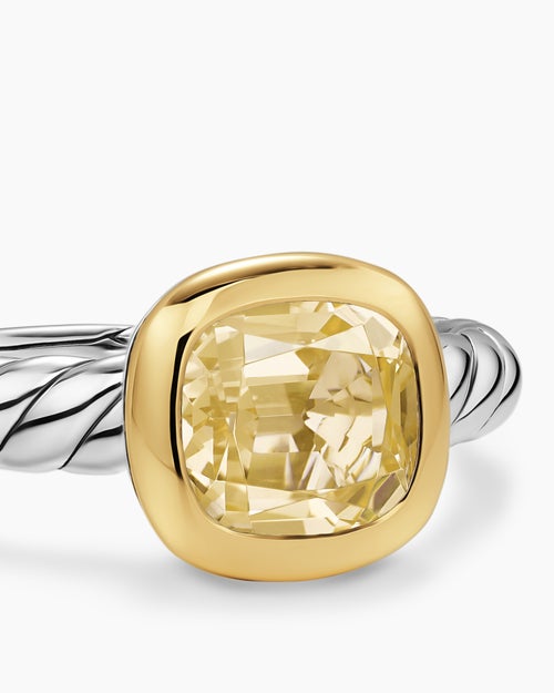 Womens DY Mercer® Color Stone Ring in Sterling Silver with 18K Yellow Gold and Champagne Citrine, 7mm