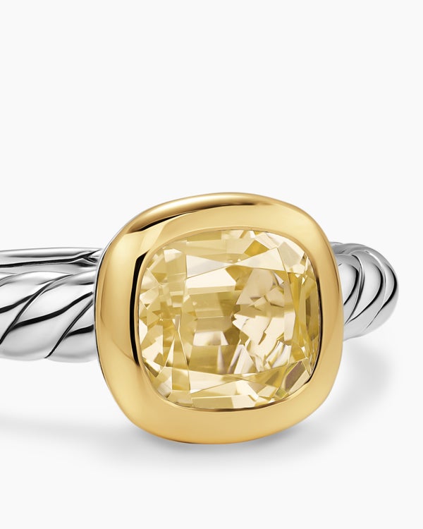Bague avec pierre de couleur DY Mercer en argent sterling avec or jaune 18 carats, 7 mm