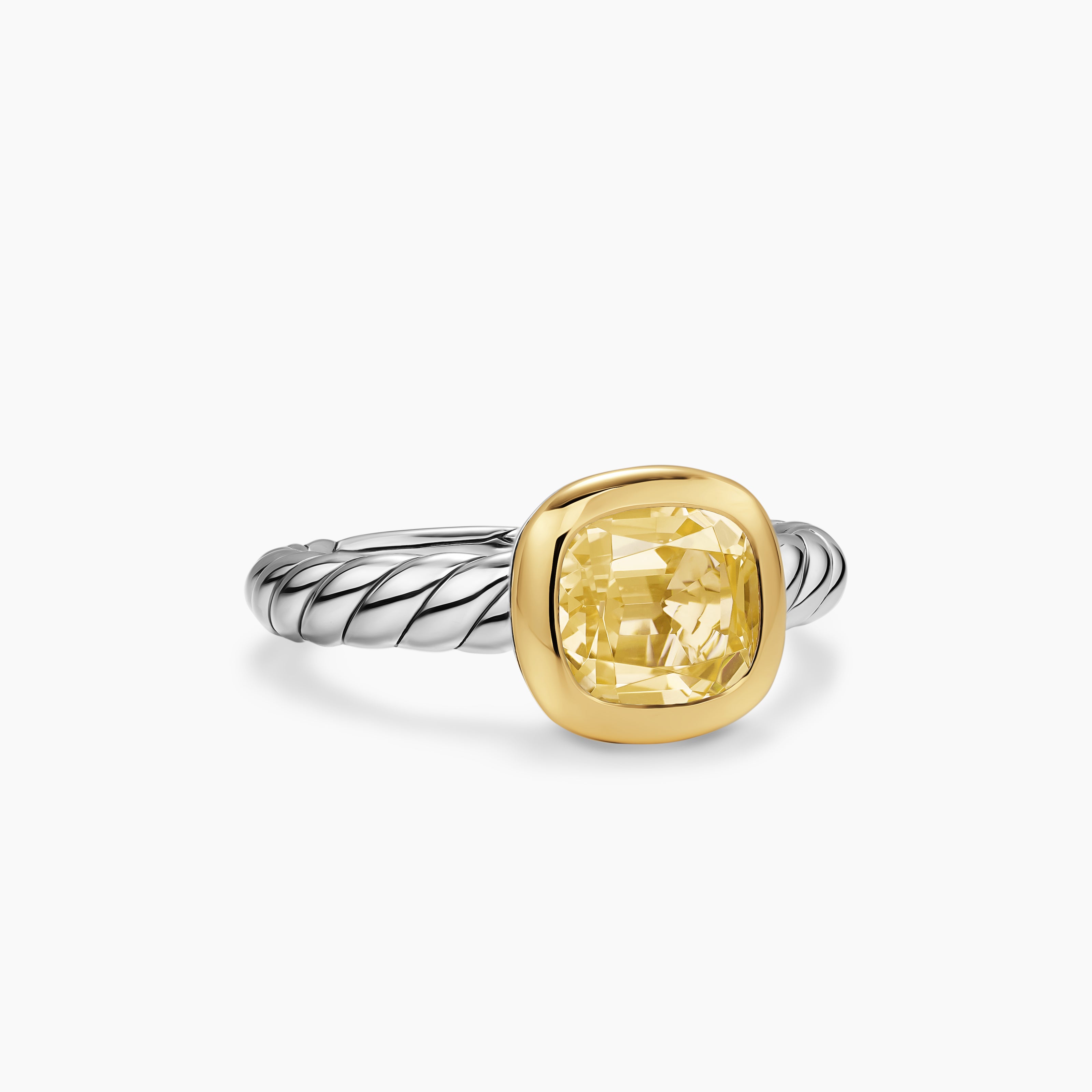 Womens DY Mercer&reg; Color Stone Ring in Sterling Silver with 18K Yellow Gold and Champagne Citrine, 7mm