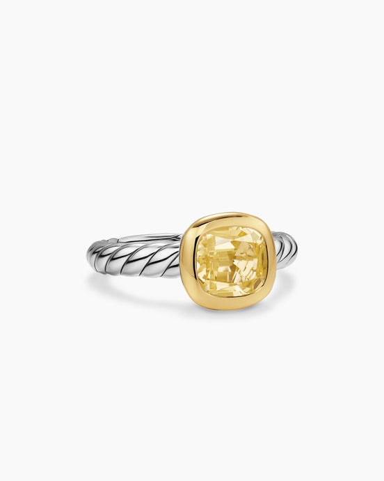 DY Mercer® Colour Stone Ring in Sterling Silver with 18K Yellow Gold and Champagne Citrine, 7mm