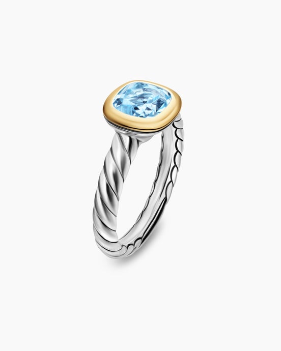 DY Mercer® Color Stone Ring in Sterling Silver with 18K Yellow Gold and Sky Blue Topaz, 7mm