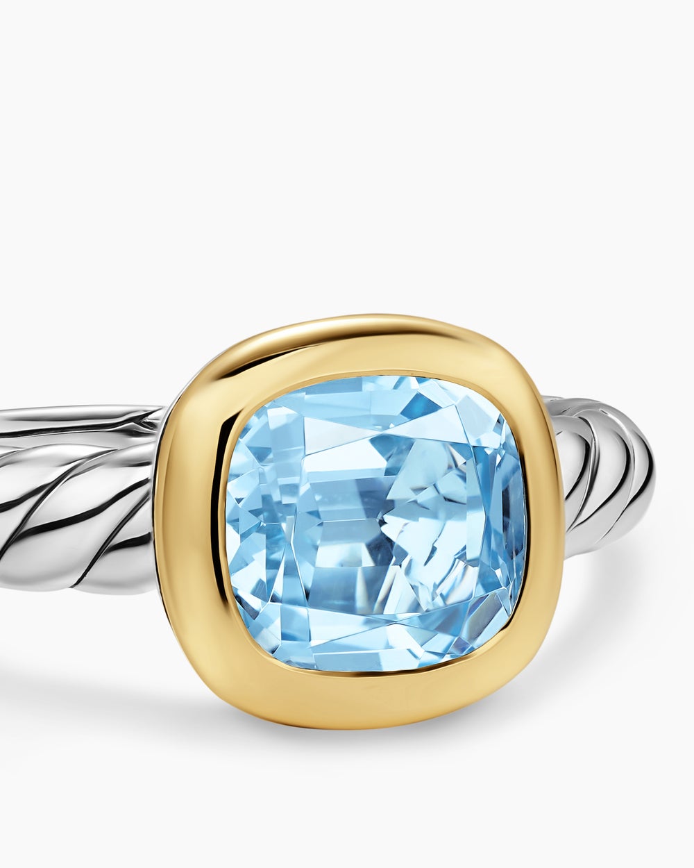 Bague avec pierre de couleur DY Mercer en argent sterling avec or jaune 18 carats, 7 mm femmes