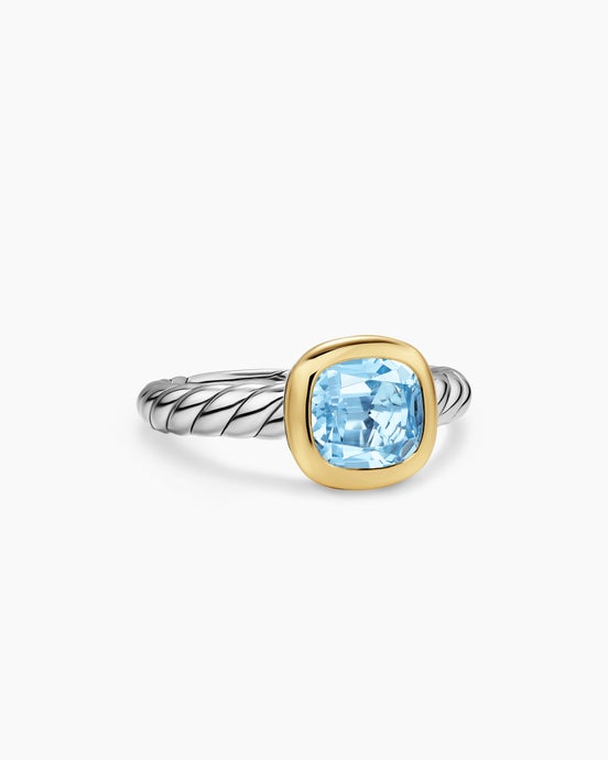 DY Mercer® Color Stone Ring in Sterling Silver with 18K Yellow Gold and Sky Blue Topaz, 7mm