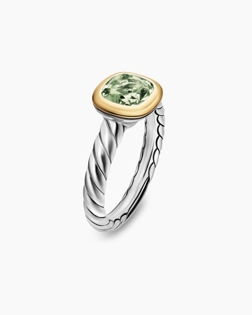 Womens DY Mercer® Color Stone Ring in Sterling Silver with 18K Yellow Gold and Prasiolite, 7mm