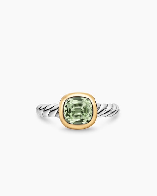 Womens DY Mercer® Color Stone Ring in Sterling Silver with 18K Yellow Gold and Prasiolite, 7mm