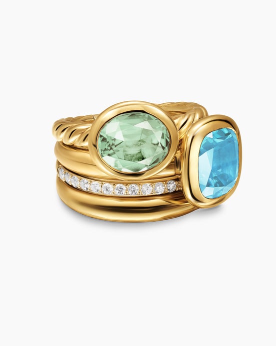 DY Mercer Two Stone Cocktail Ring in 18K Yellow Gold with Diamonds, 17.7mm