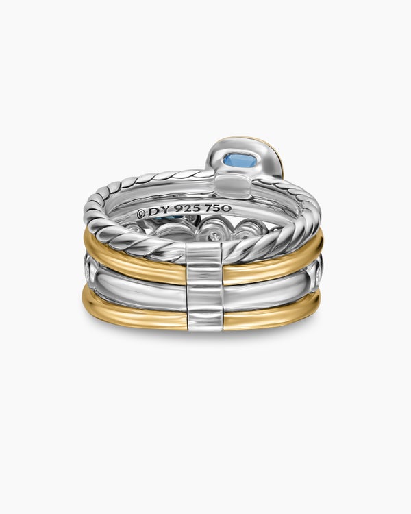 DY Mercer Color Stone Multi Row Ring in Sterling Silver with 18K Yellow Gold and Diamonds, 10mm