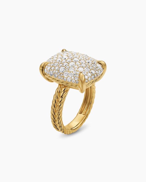 Chatelaine Elongated Ring in 18K Yellow Gold with Diamonds, 19mm