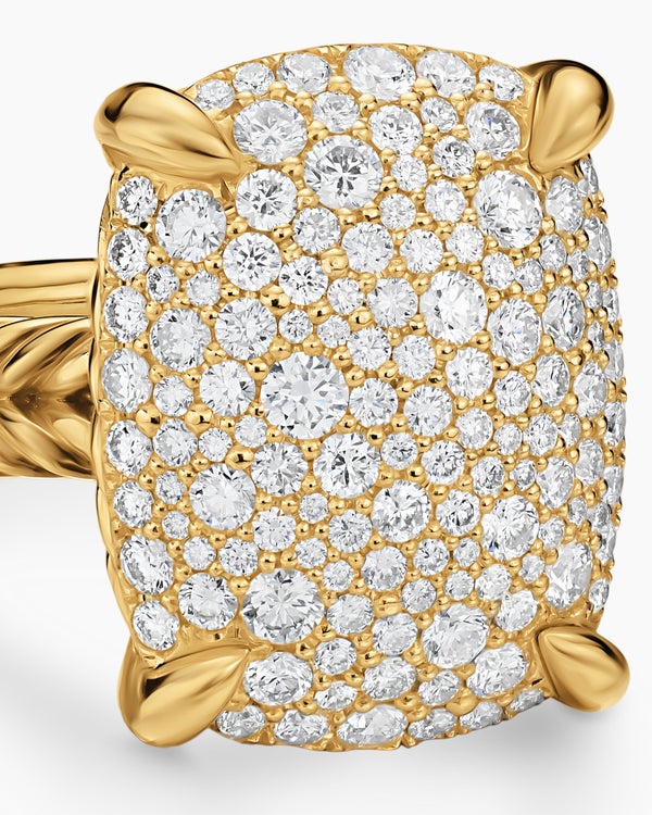 Chatelaine Elongated Ring in 18K Yellow Gold with Diamonds, 19mm