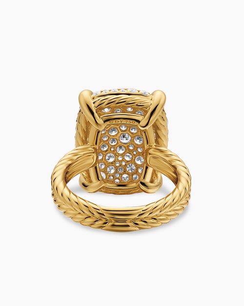 Womens Chatelaine Elongated Ring in 18K Yellow Gold with Diamonds, 19mm