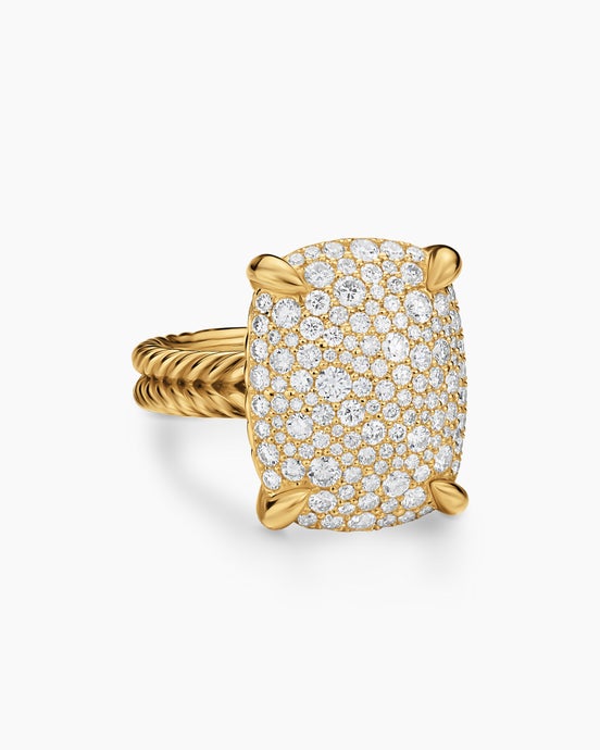 Chatelaine® Elongated Ring in 18K Yellow Gold with Diamonds, 19mm