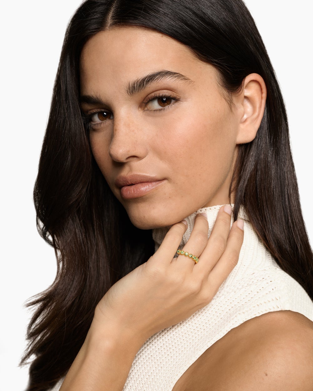 Anneau serti en chaton en or jaune 18 carats, 4 mm femmes