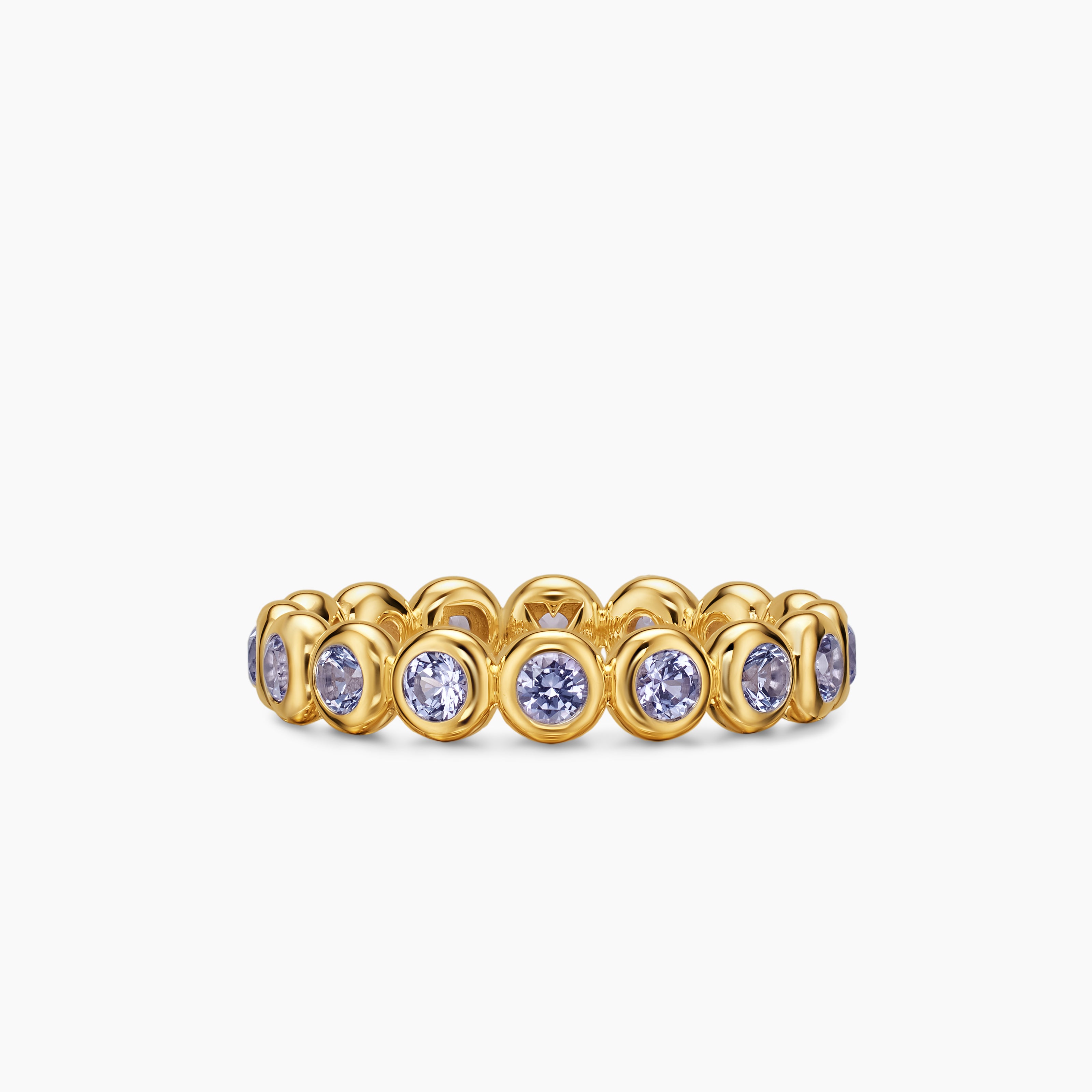Womens Bezel Set Band Ring in 18K Yellow Gold with Tanzanite, 4mm