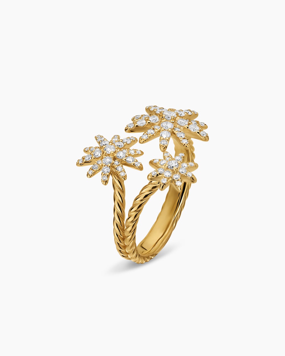 Womens Starburst Multi Star Ring in 18ct Yellow Gold with Diamonds, 17.7mm