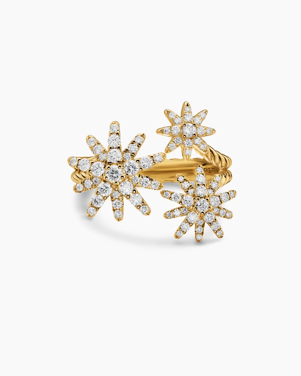 Womens Starburst Multi Star Ring in 18ct Yellow Gold with Diamonds, 17.7mm