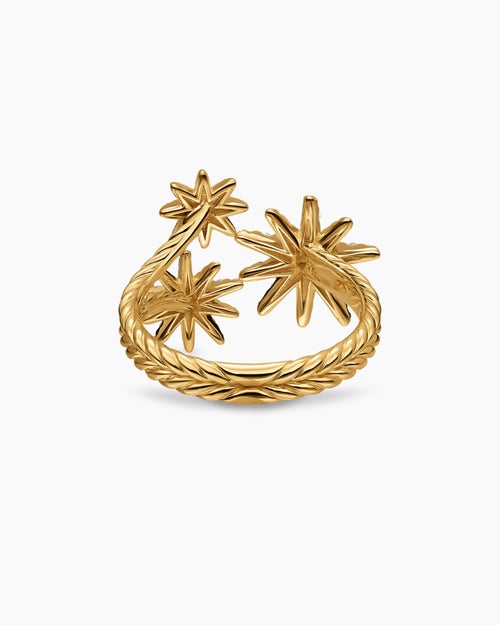 Womens Starburst Multi Star Ring in 18K Yellow Gold with Diamonds, 17.7mm