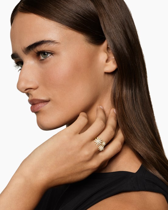 Starburst Multi Star Ring in 18ct Yellow Gold with Diamonds, 17.7mm