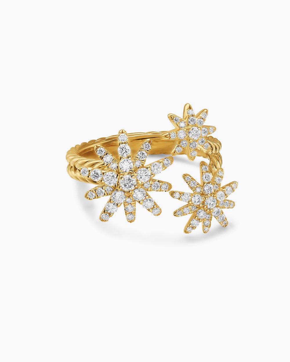 Womens Starburst Multi Star Ring in 18ct Yellow Gold with Diamonds, 17.7mm