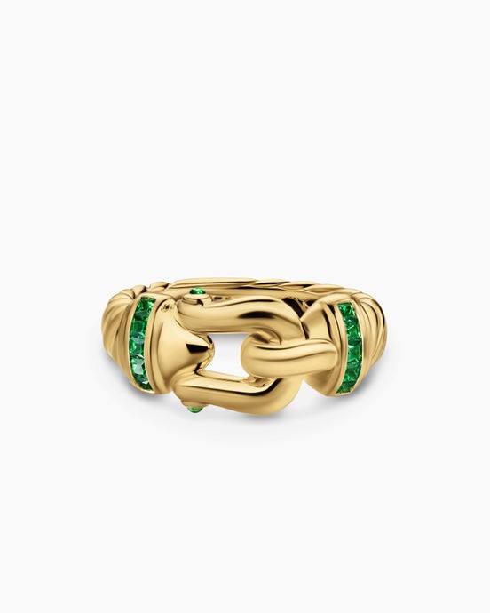Buckle Ring in 18K Yellow Gold with Tsavorites, 10.4mm