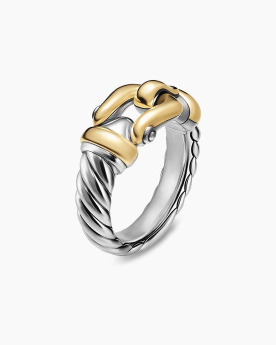 Buckle Ring in Sterling Silver with 14K Yellow Gold, 10.4mm