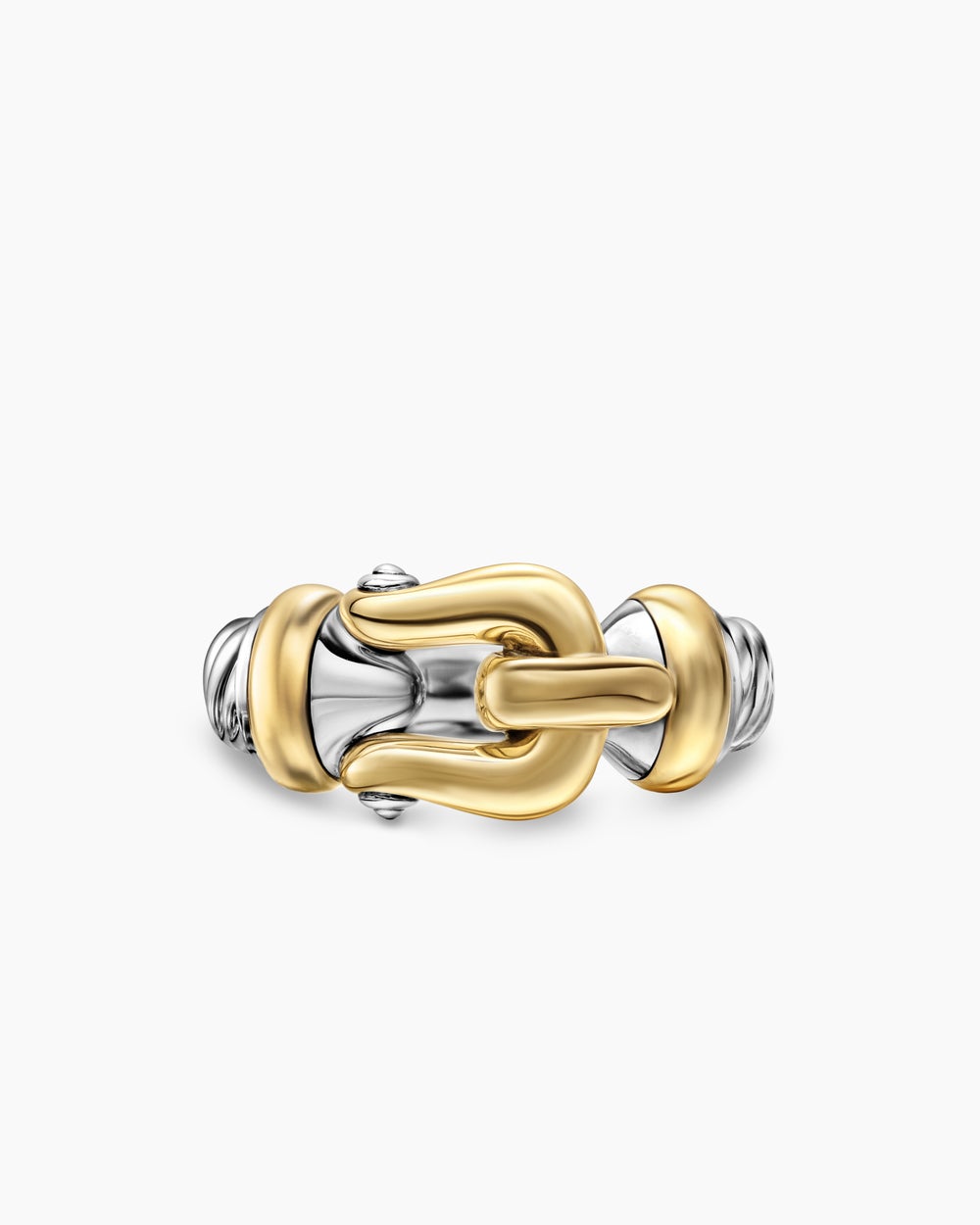 Womens Buckle Ring in Sterling Silver with 14K Yellow Gold, 10.4mm