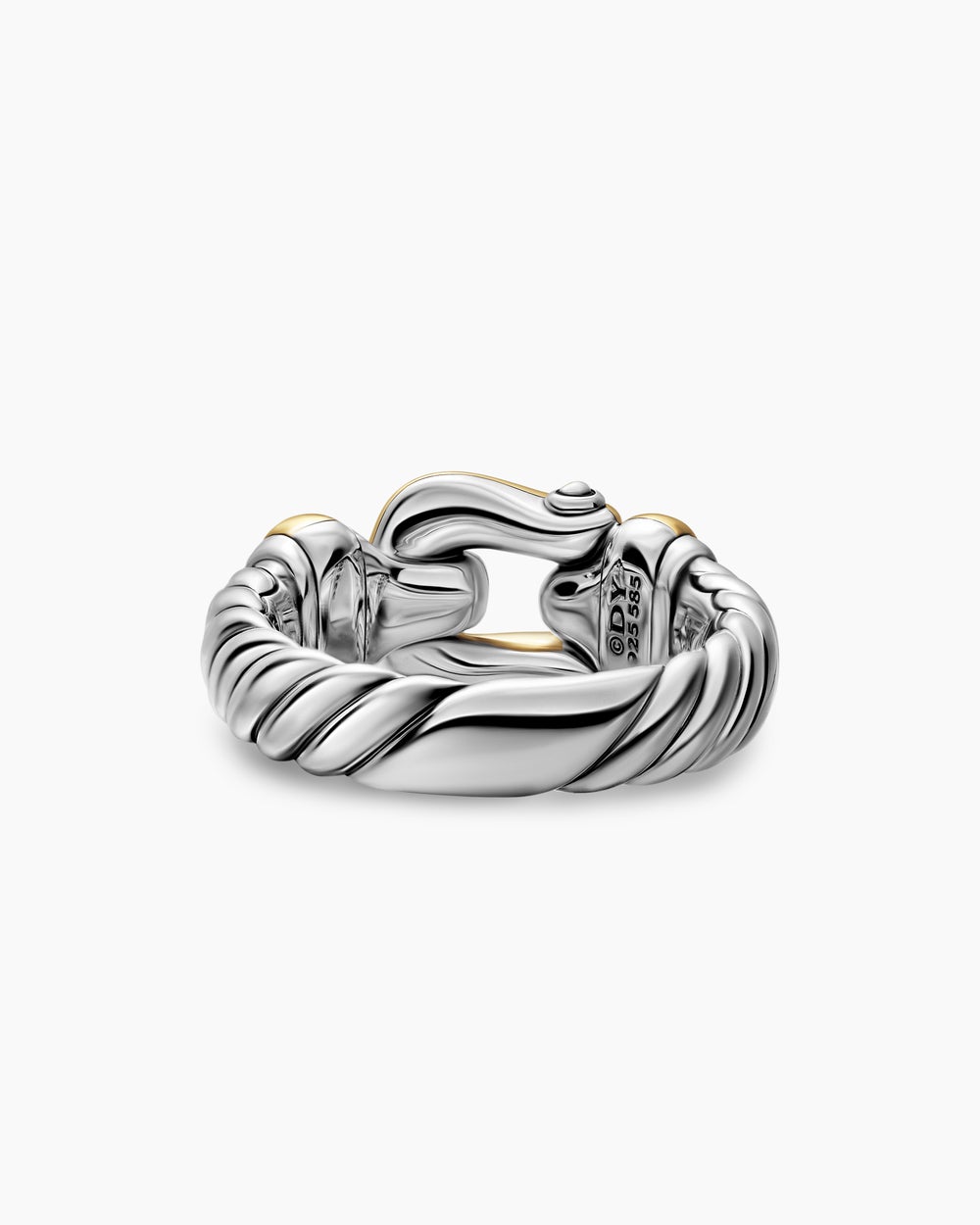 Womens Buckle Ring in Sterling Silver with 14K Yellow Gold, 10.4mm