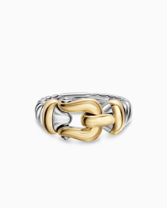 Buckle Ring in Sterling Silver with 14K Yellow Gold, 10.4mm