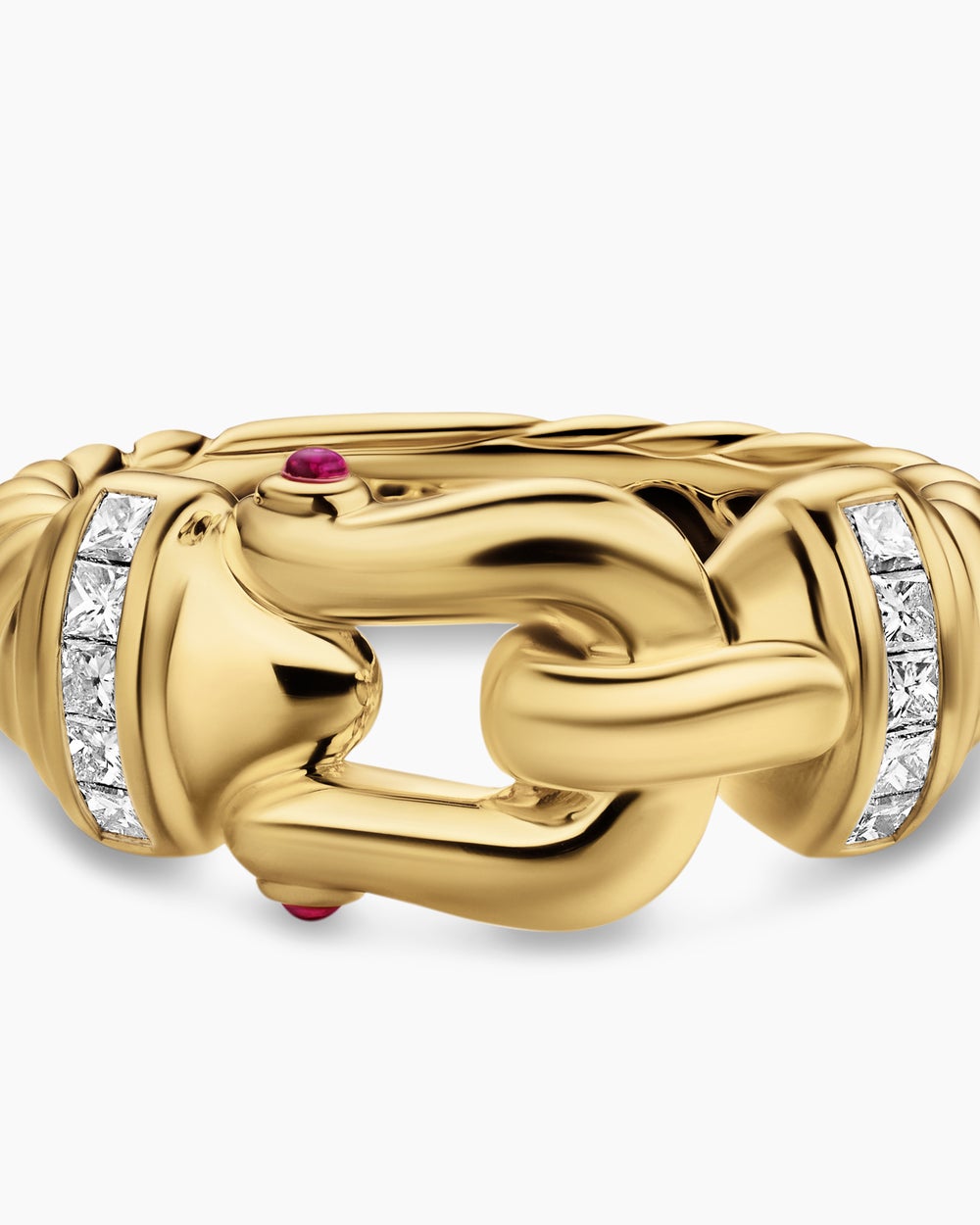 Womens Buckle Ring in 18K Yellow Gold with Diamonds, 10.4mm