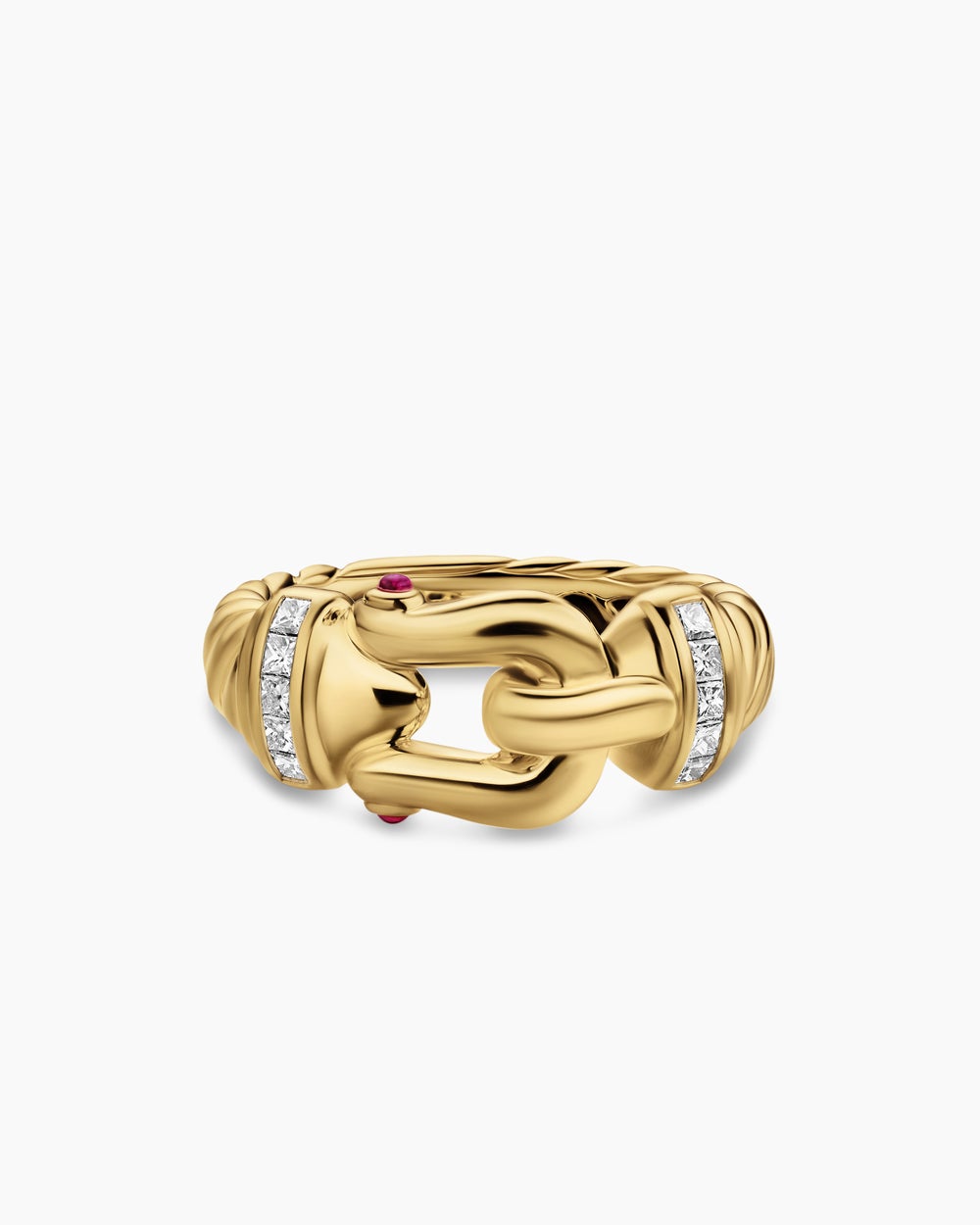 Womens Buckle Ring in 18K Yellow Gold with Diamonds, 10.4mm