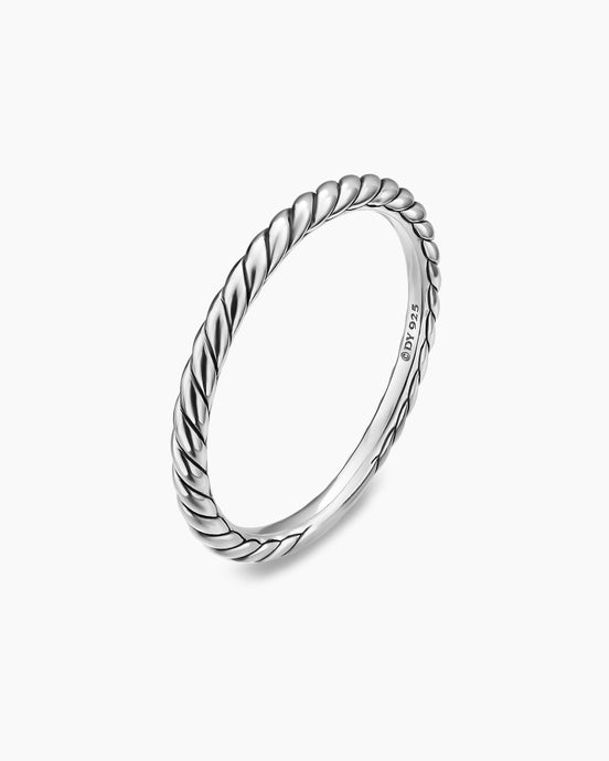 Cable Band Ring in Sterling Silver, 1.7mm