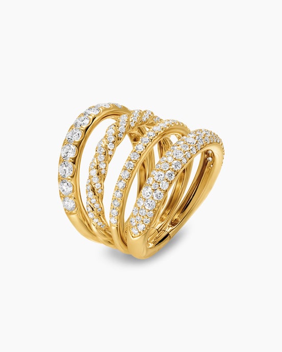 DY Mercer® Pavé Multi Row Ring in 18K Yellow Gold with Diamonds, 12.6mm