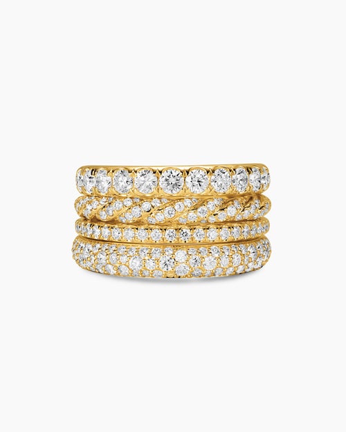Womens DY Mercer Pavé Multi Row Ring in 18K Yellow Gold, 12.6mm