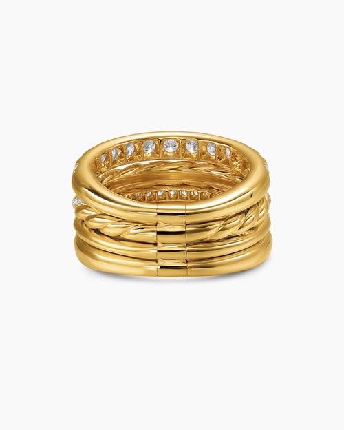 Womens DY Mercer Pavé Multi Row Ring in 18K Yellow Gold, 12.6mm