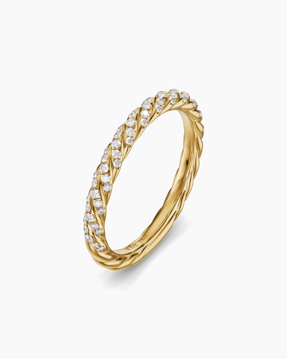 Womens Petite Pavé Band Ring in 18K Yellow Gold with Diamonds, 2.5mm
