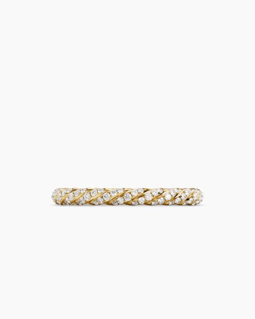 Womens Petite Pavé Band Ring in 18K Yellow Gold with Diamonds, 2.5mm