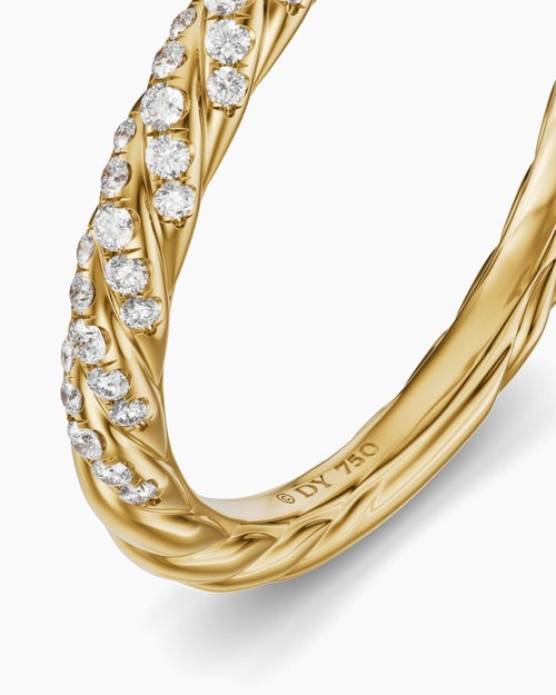 Womens Petite Pavé Band Ring in 18K Yellow Gold with Diamonds, 2.5mm
