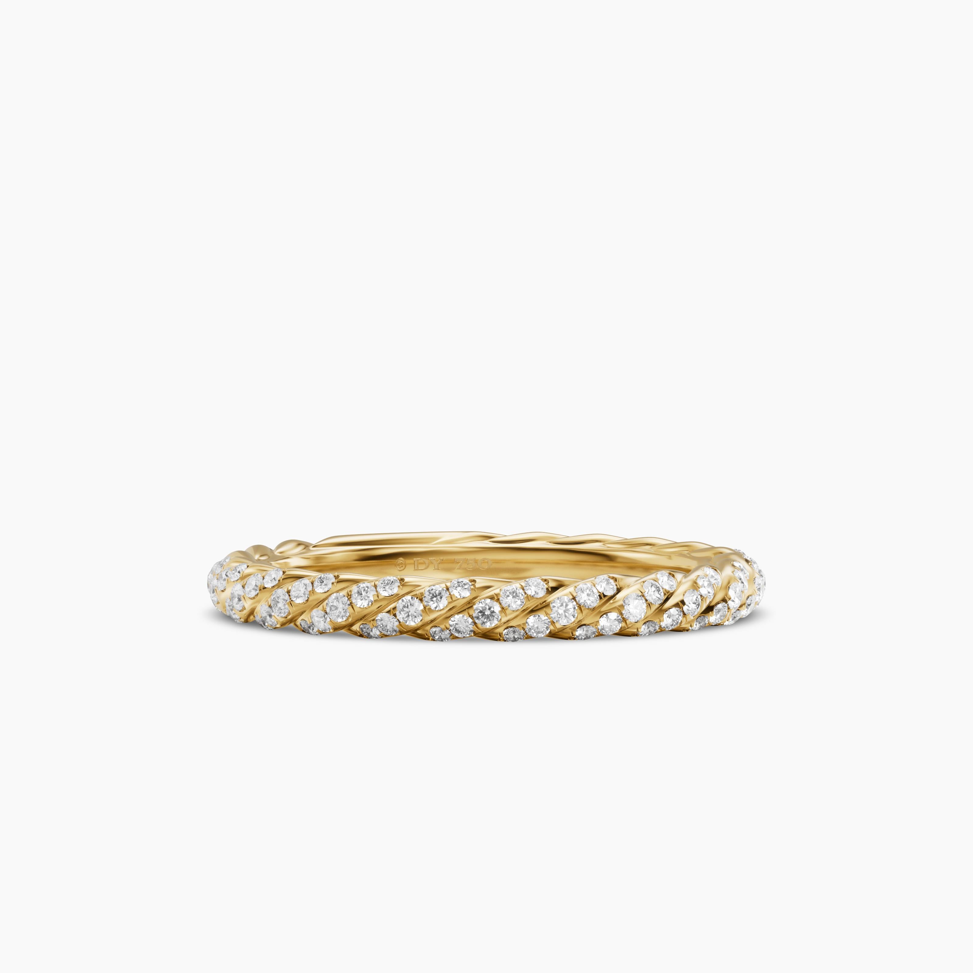 Womens Petite Pav&eacute; Band Ring in 18K Yellow Gold with Diamonds, 2.5mm