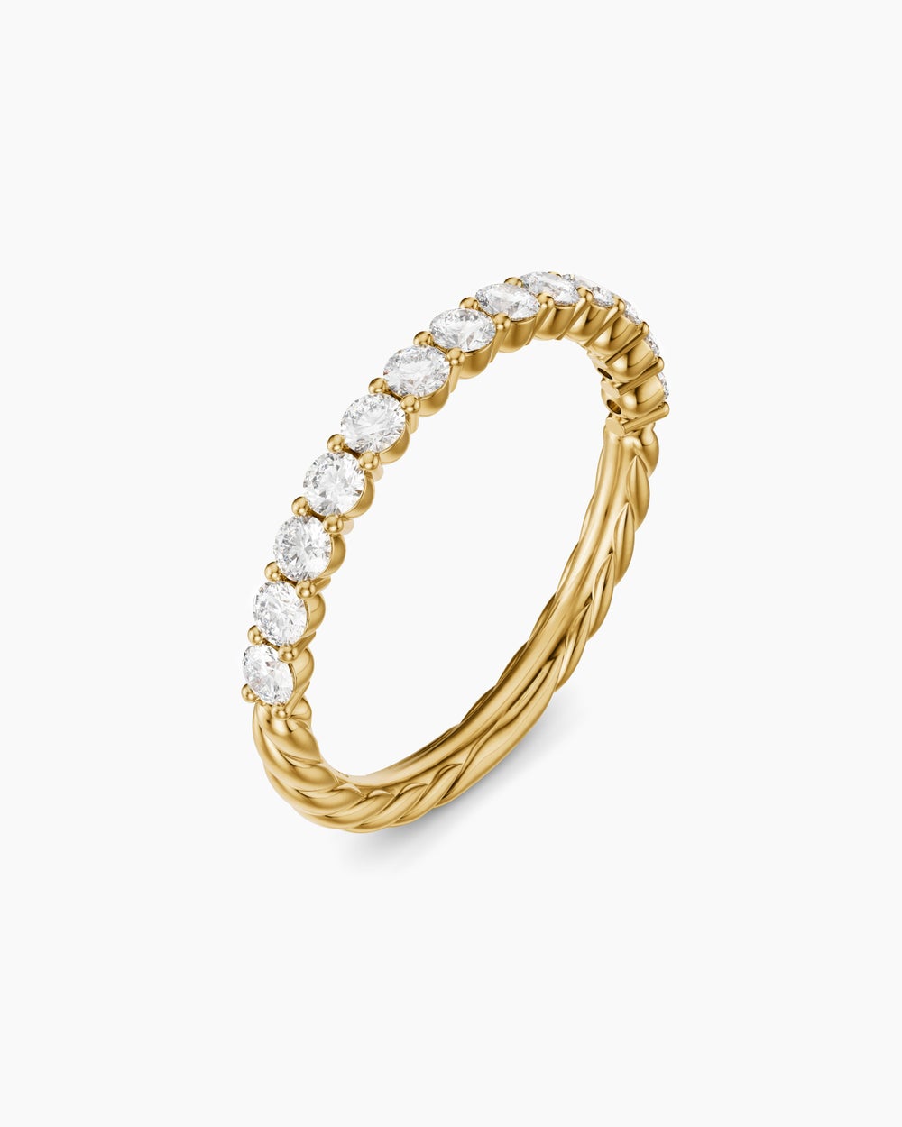 Womens Petite Pavé Band Ring in 18K Yellow Gold with Diamonds, 2.3mm