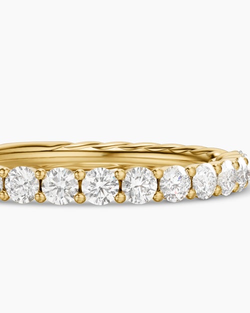 Womens Petite Pavé Band Ring in 18K Yellow Gold with Diamonds, 2.3mm