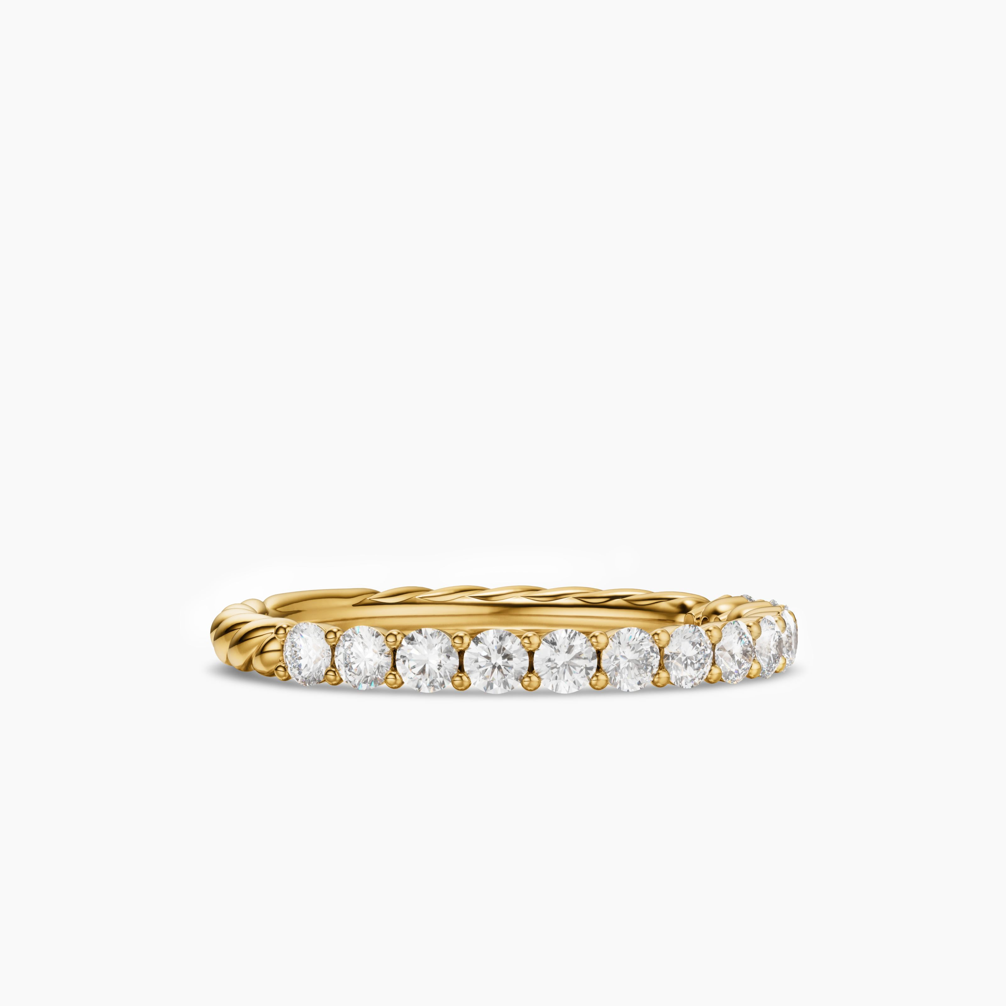 Womens Petite Pav&eacute; Band Ring in 18K Yellow Gold with Diamonds, 2.3mm