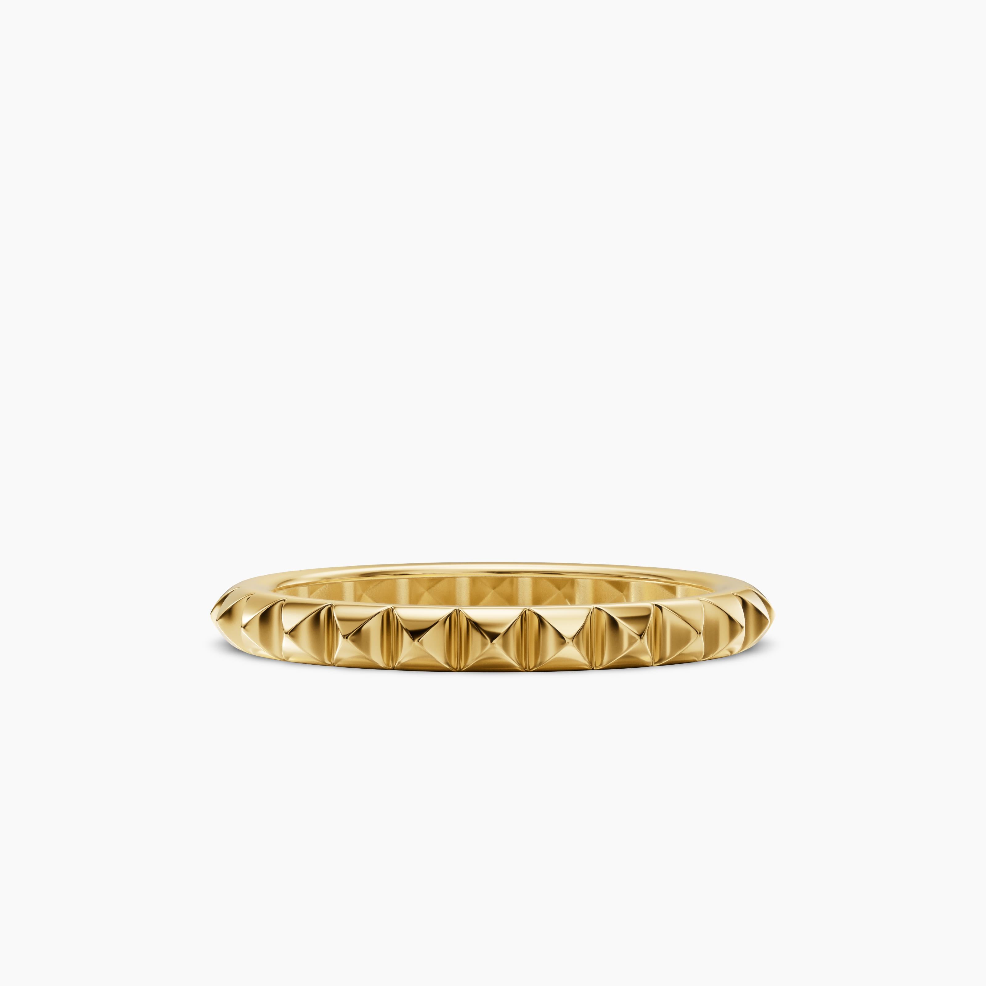 Womens Petite Pyramid Band Ring in 18K Yellow Gold, 2.5mm